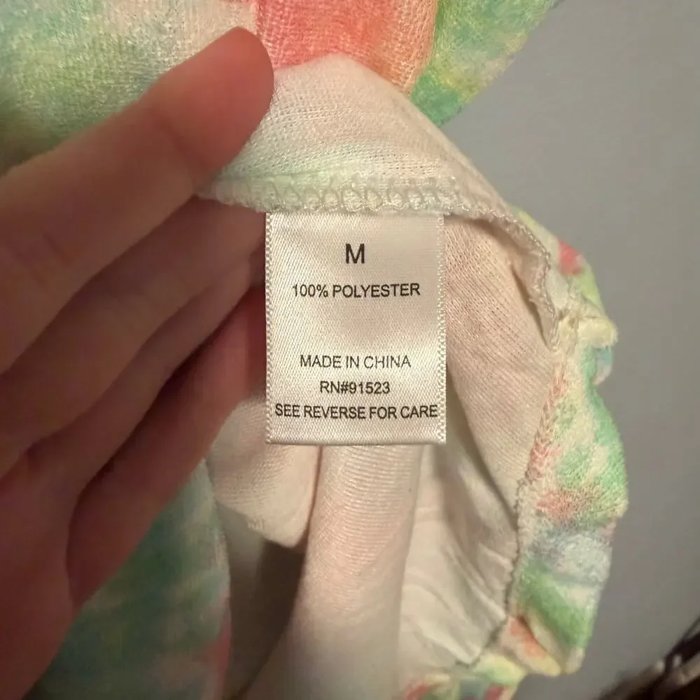 Emerson Road Lullaby Tie Dye Pink Jersey Lined Terry Tank and Short Set sz M
